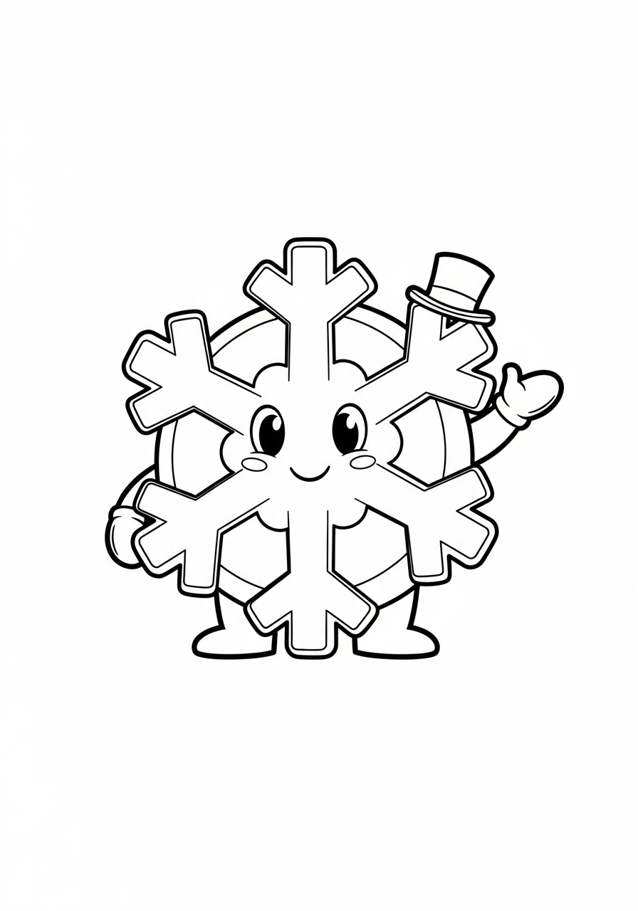 Snowman top hat snowflake coloring page