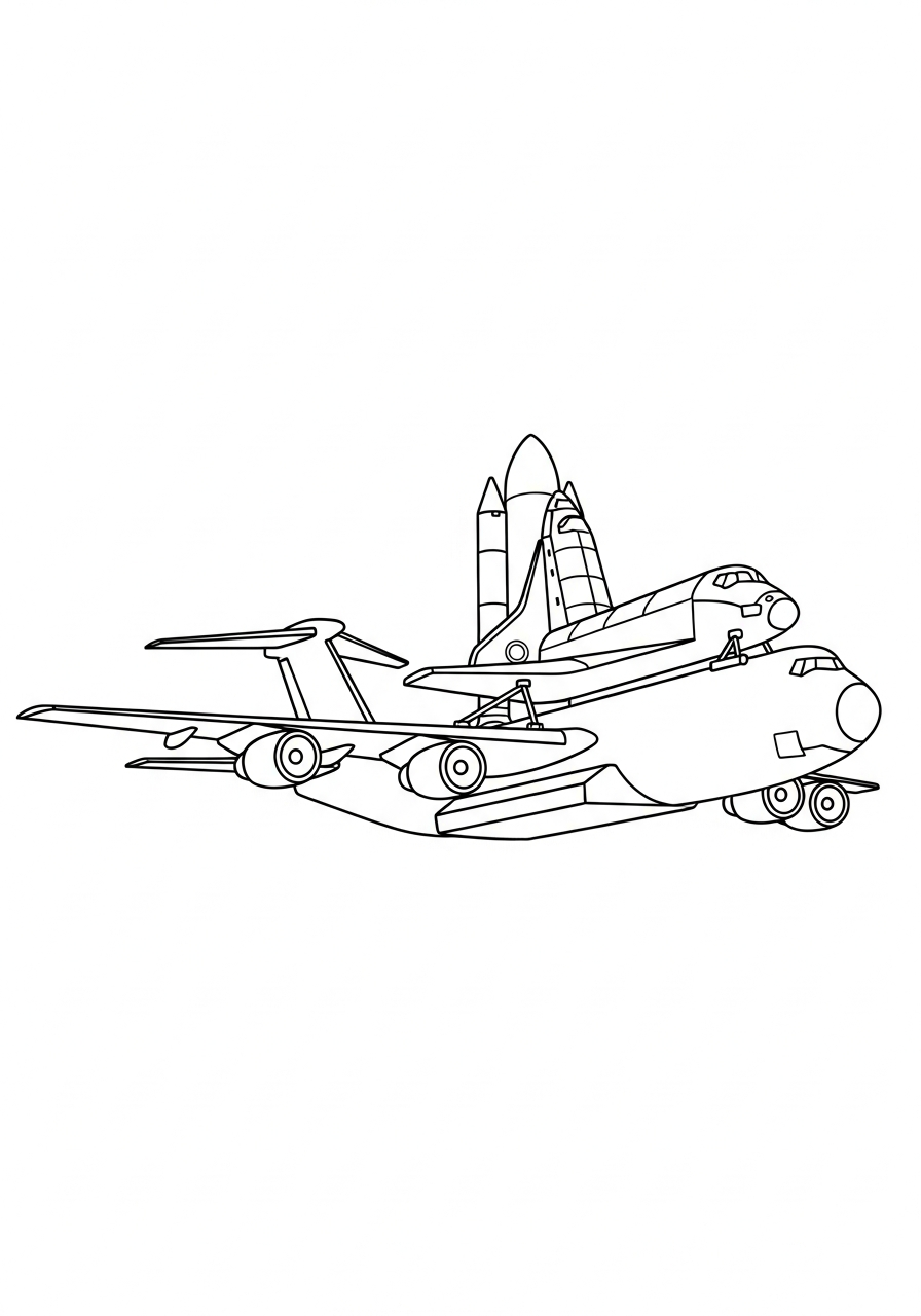 Airplane Coloring Pages 28 Space shuttle on carrier aircraft coloring page