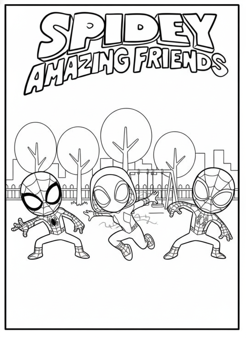 Spidey Team action stance – Spidey And His Amazing Friends coloring page