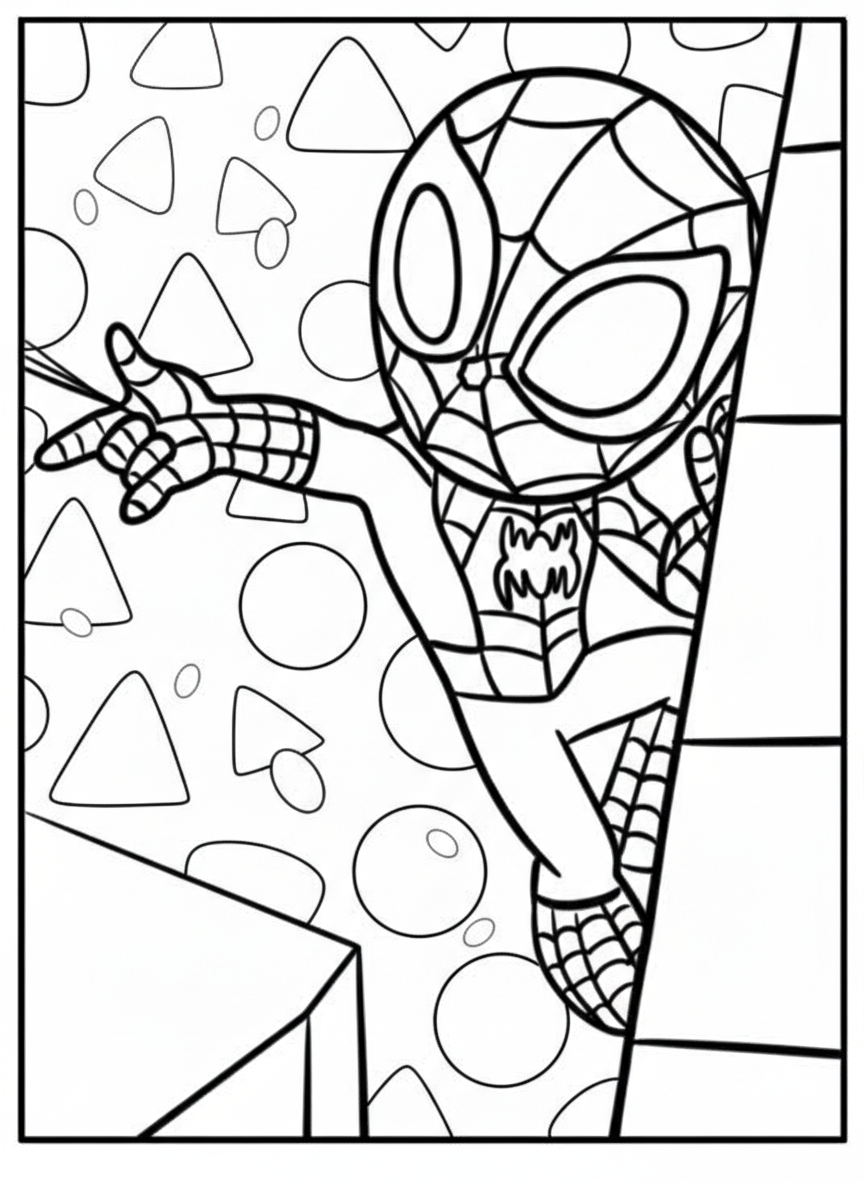 Spidey climbing wall – Spidey And His Amazing Friends coloring page