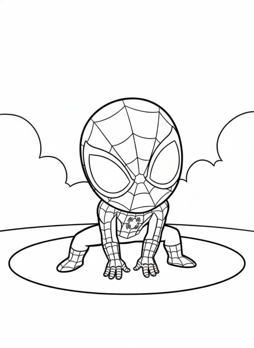 Spidey landing pose – Spidey And His Amazing Friends coloring page