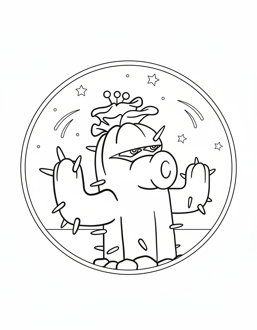 Spiky Cactus plant Plants vs. Zombies coloring page