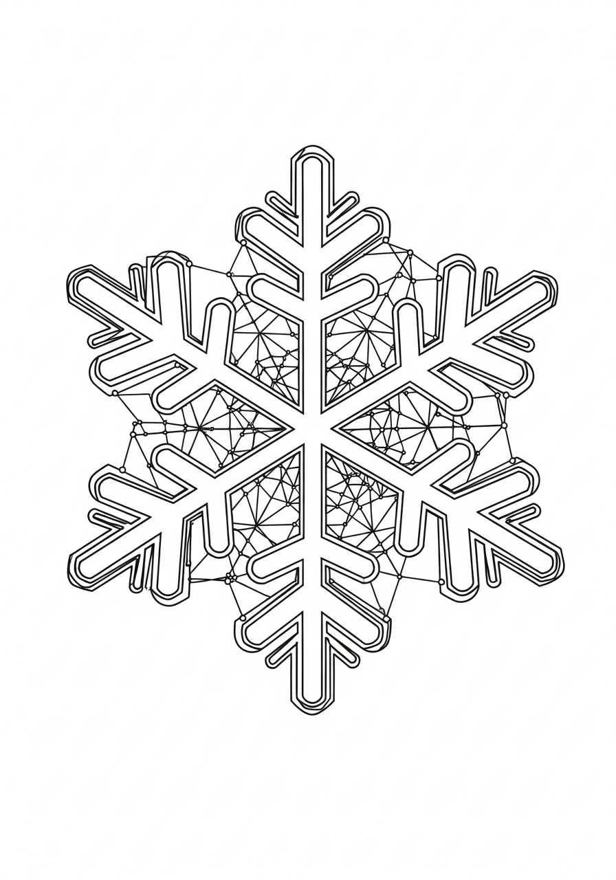Spooky spiderweb texture snowflake coloring page
