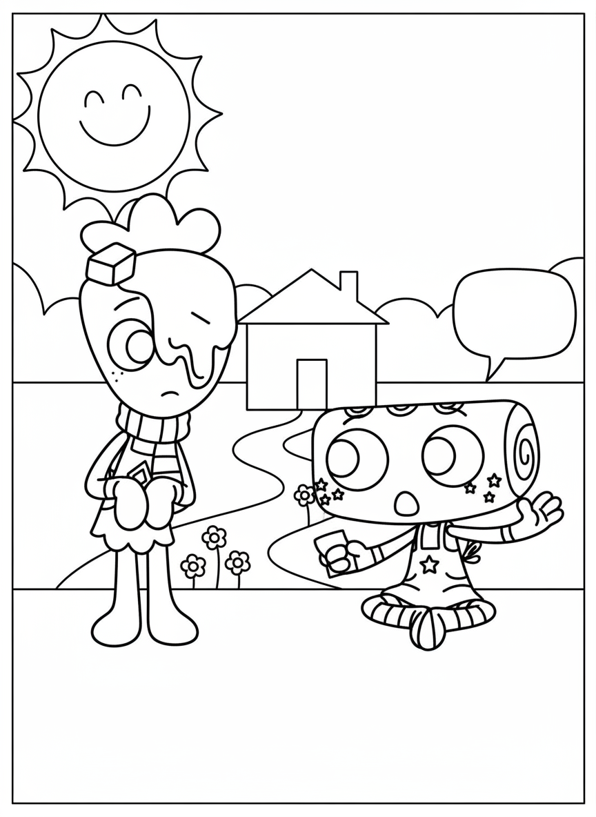 Sprout and cake roll friend Dandy’s World coloring page