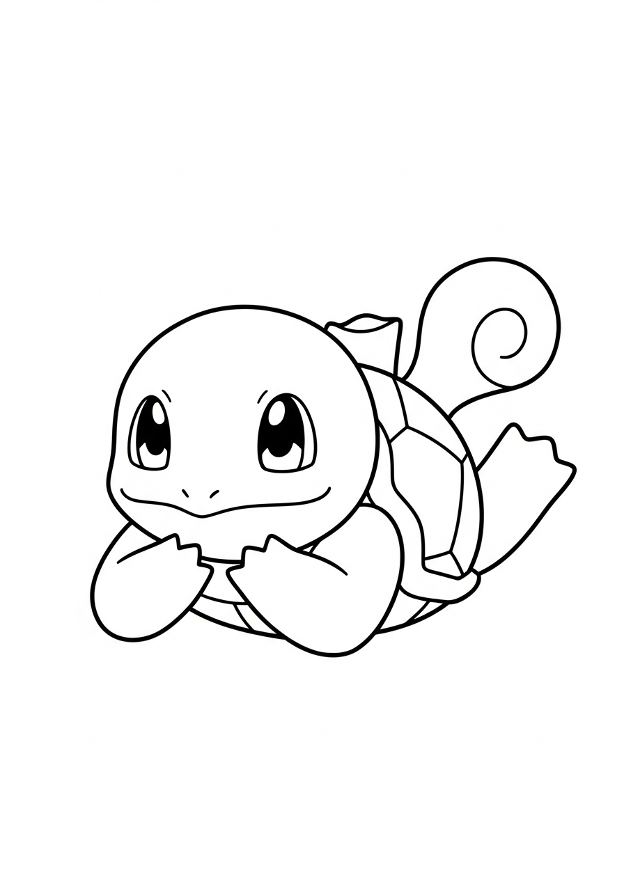 Squirtle lying on stomach coloring page