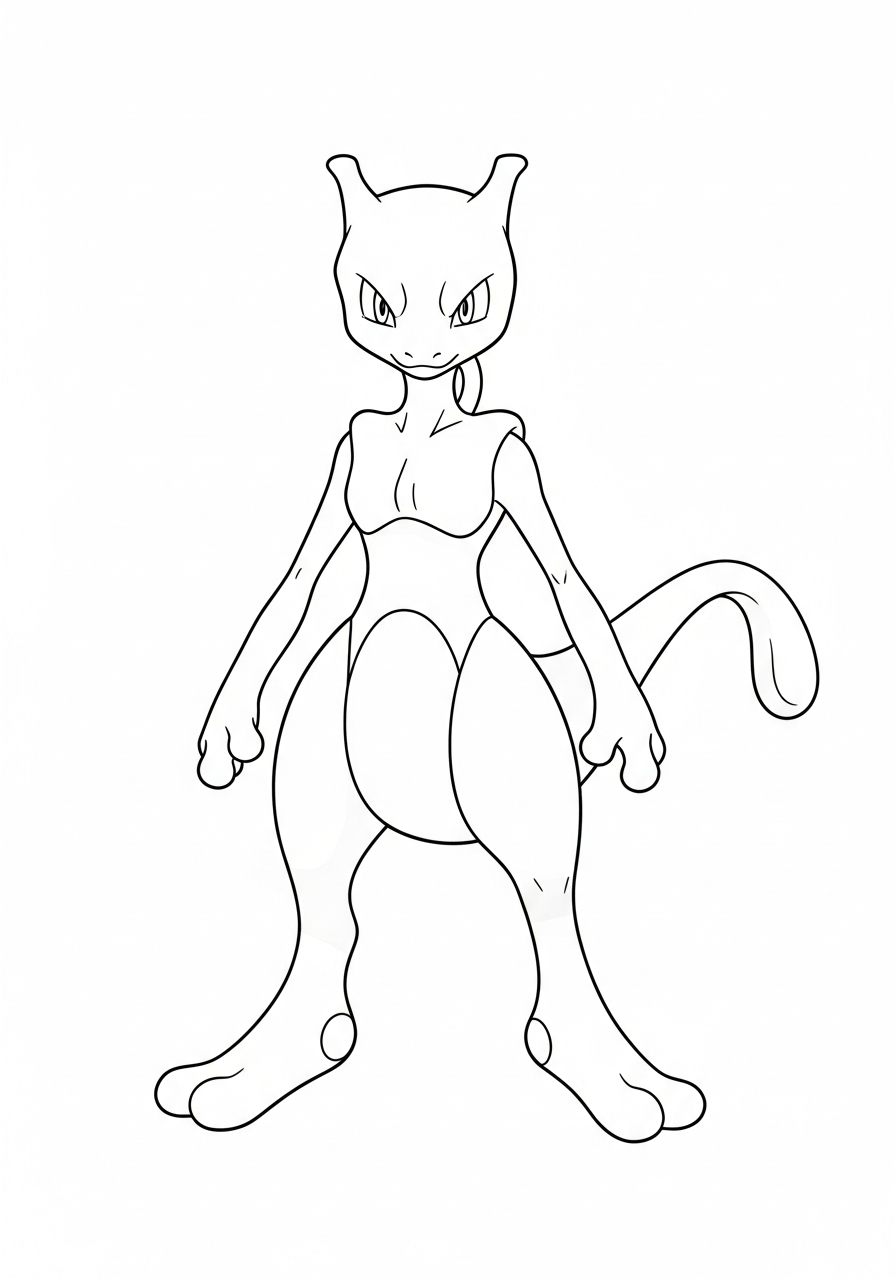 Mewtwo Coloring Pages 25 Standing legendary Pokemon Mewtwo coloring page