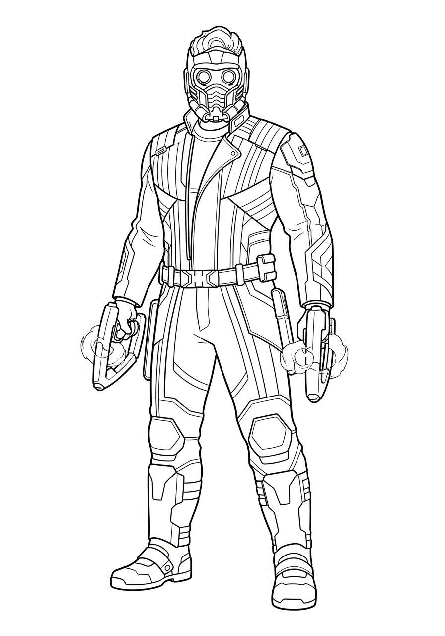 Star Lord wearing mask helmet coloring page