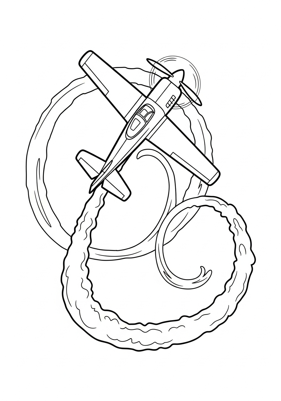 Airplane Coloring Pages 30 Stunt plane doing sky tricks coloring page