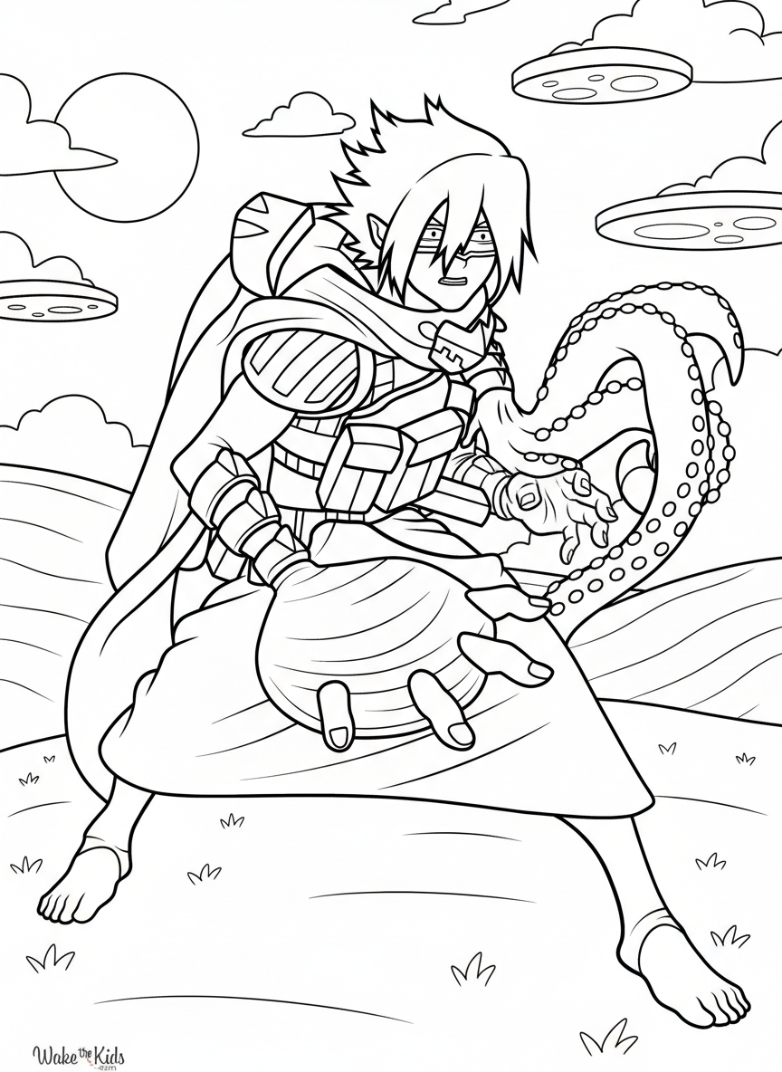 Suneater Tamaki Amajiki fighting My Hero Academia coloring page