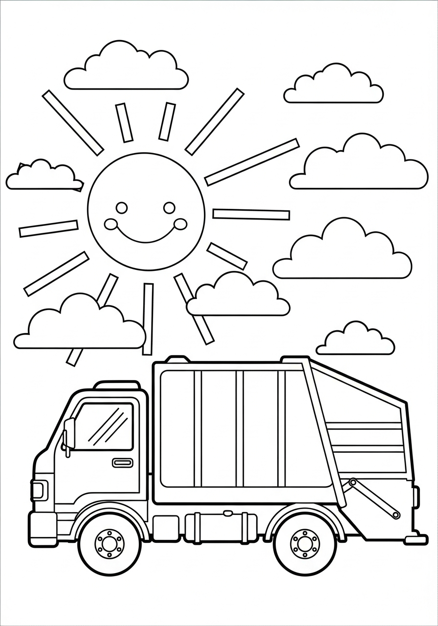 Garbage Truck Coloring Pages 31 Sunny day garbage truck coloring page