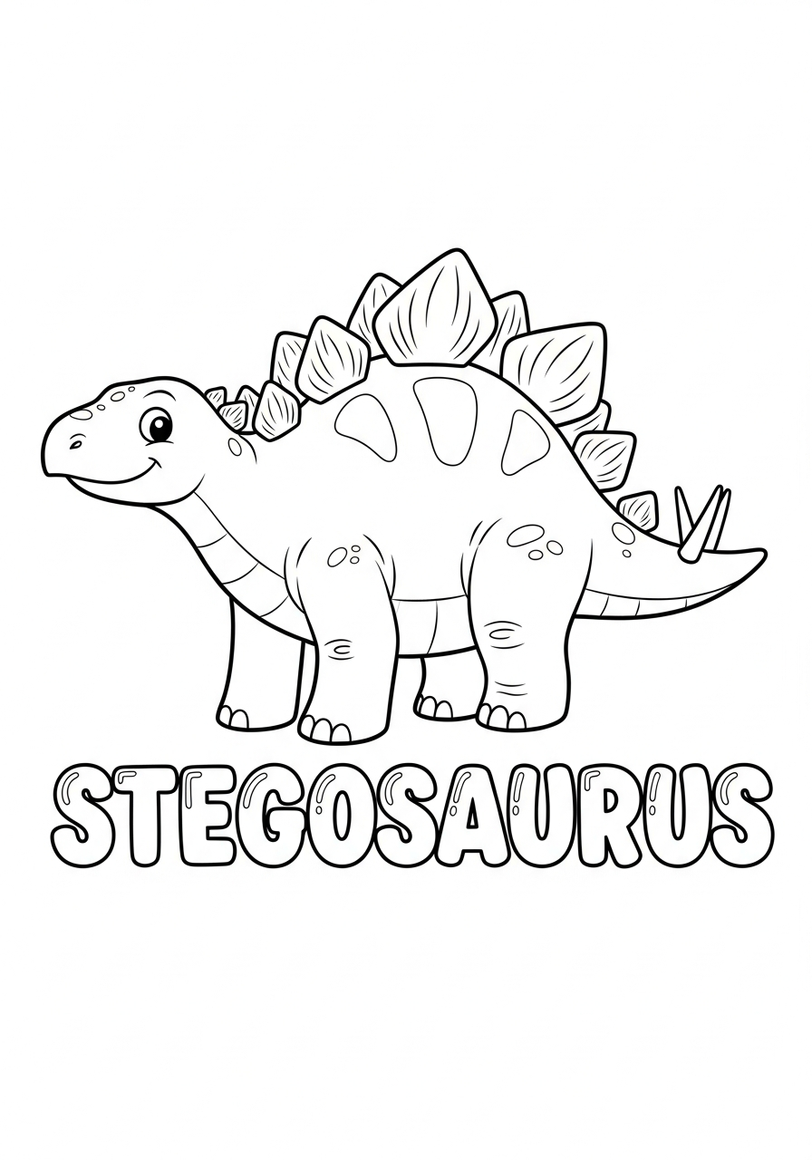Text name title design stegosaurus coloring page