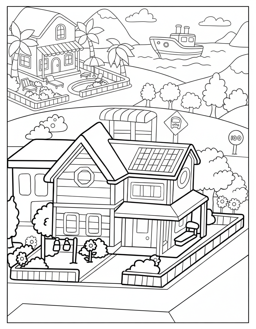 Toca Boca bohemian house exterior coloring page