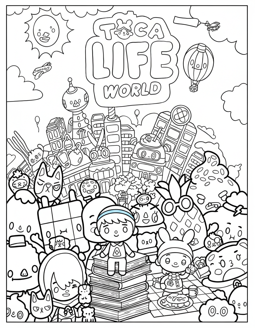 Toca Life World all characters group coloring