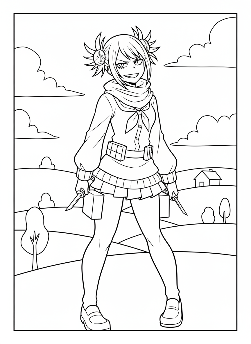 Toga holding knives My Hero Academia coloring page