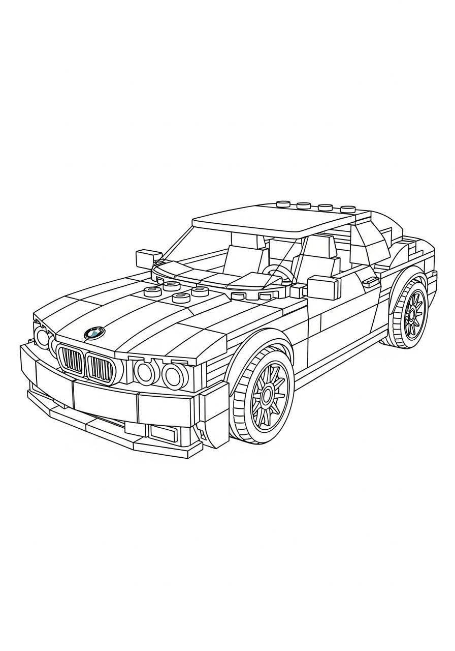 Toy brick Lego BMW car coloring page