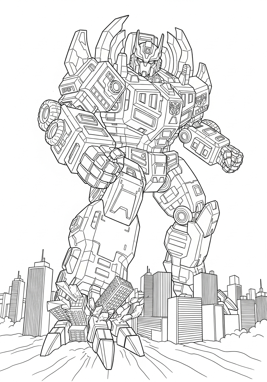 Trypticon godzilla city destroyer dinosaur coloring page