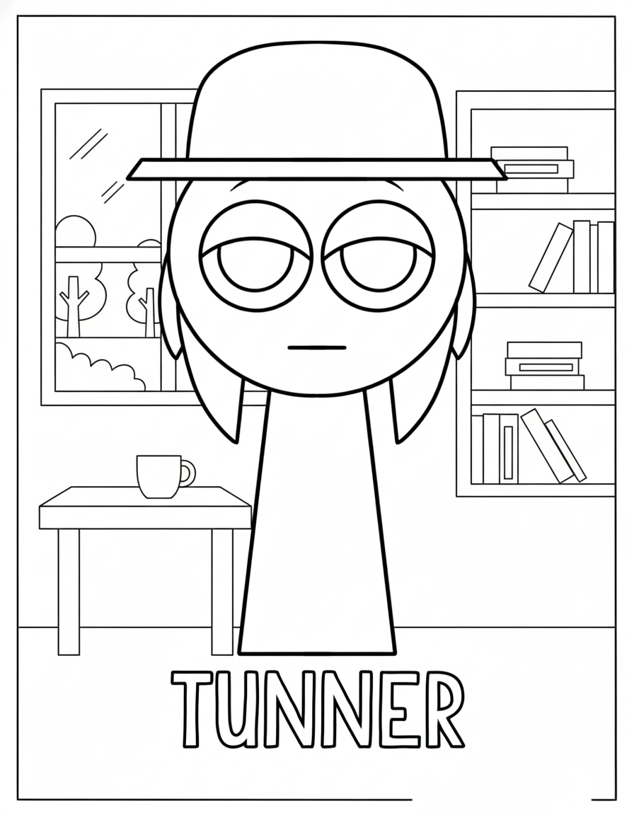 Tunner Sprunki coloring page indoors printable