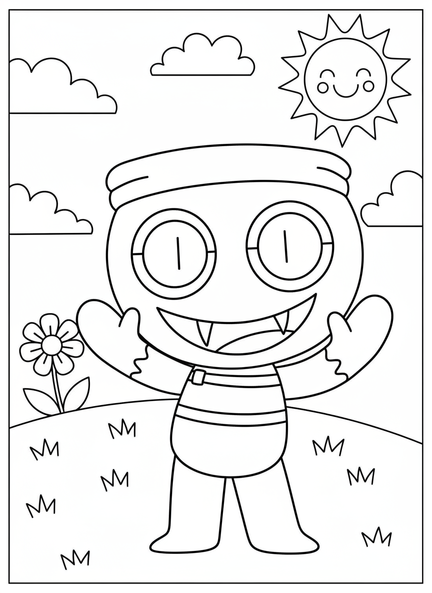 Vampire costume character Dandy’s World coloring page