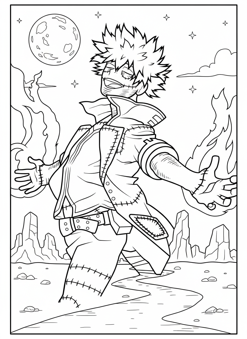 Villain Dabi fire My Hero Academia coloring page