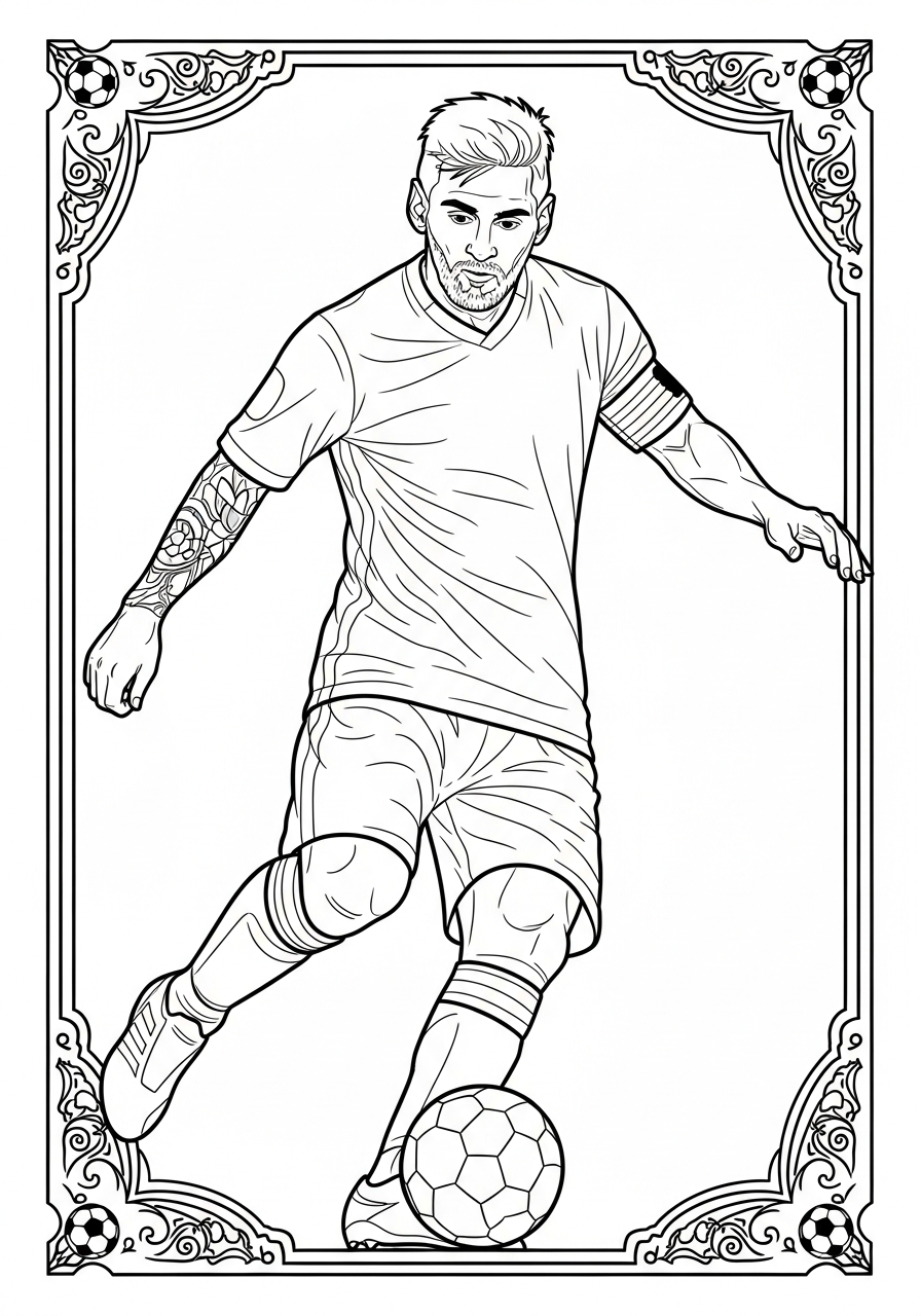 Vintage Messi trading card coloring page