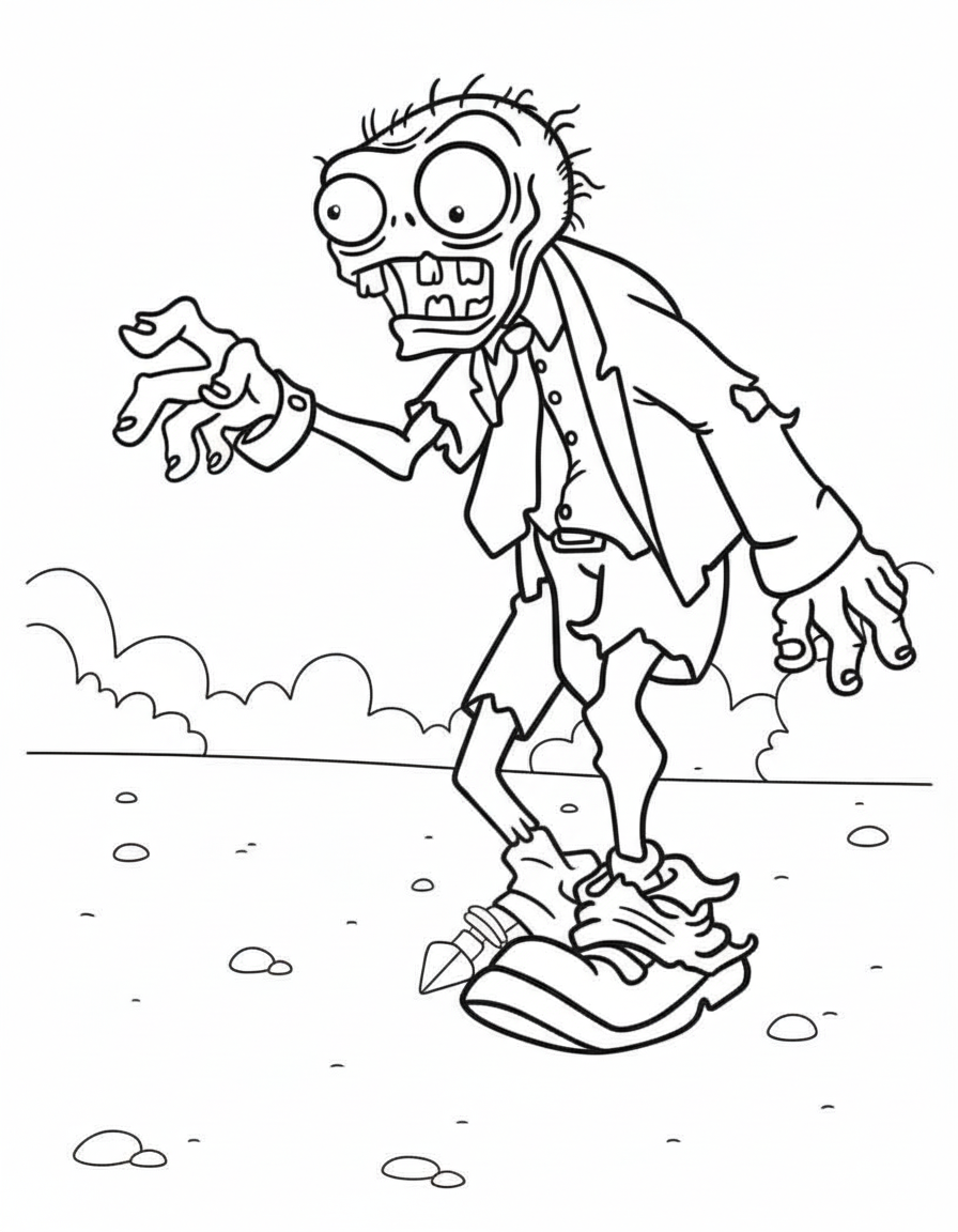 Walking Browncoat Zombie Plants vs. Zombies coloring page