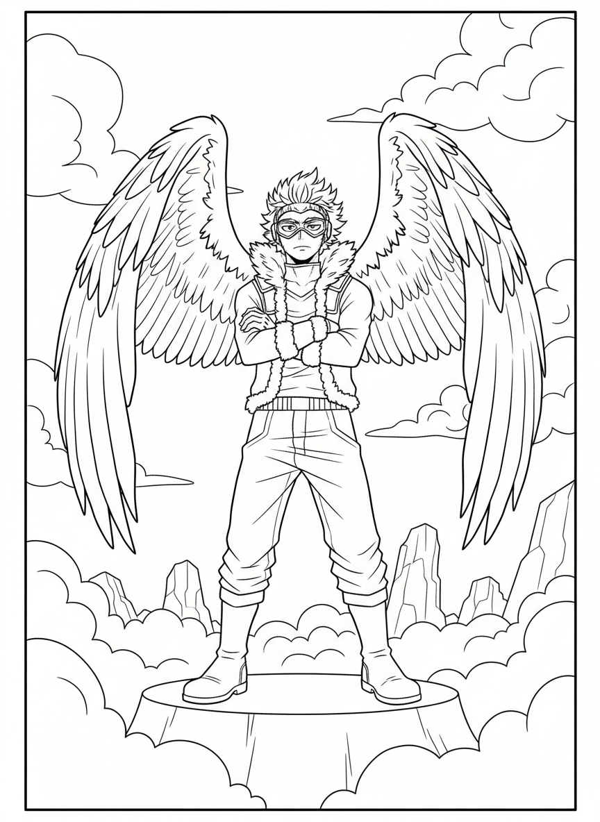 Winged Hero Hawks My Hero Academia coloring page