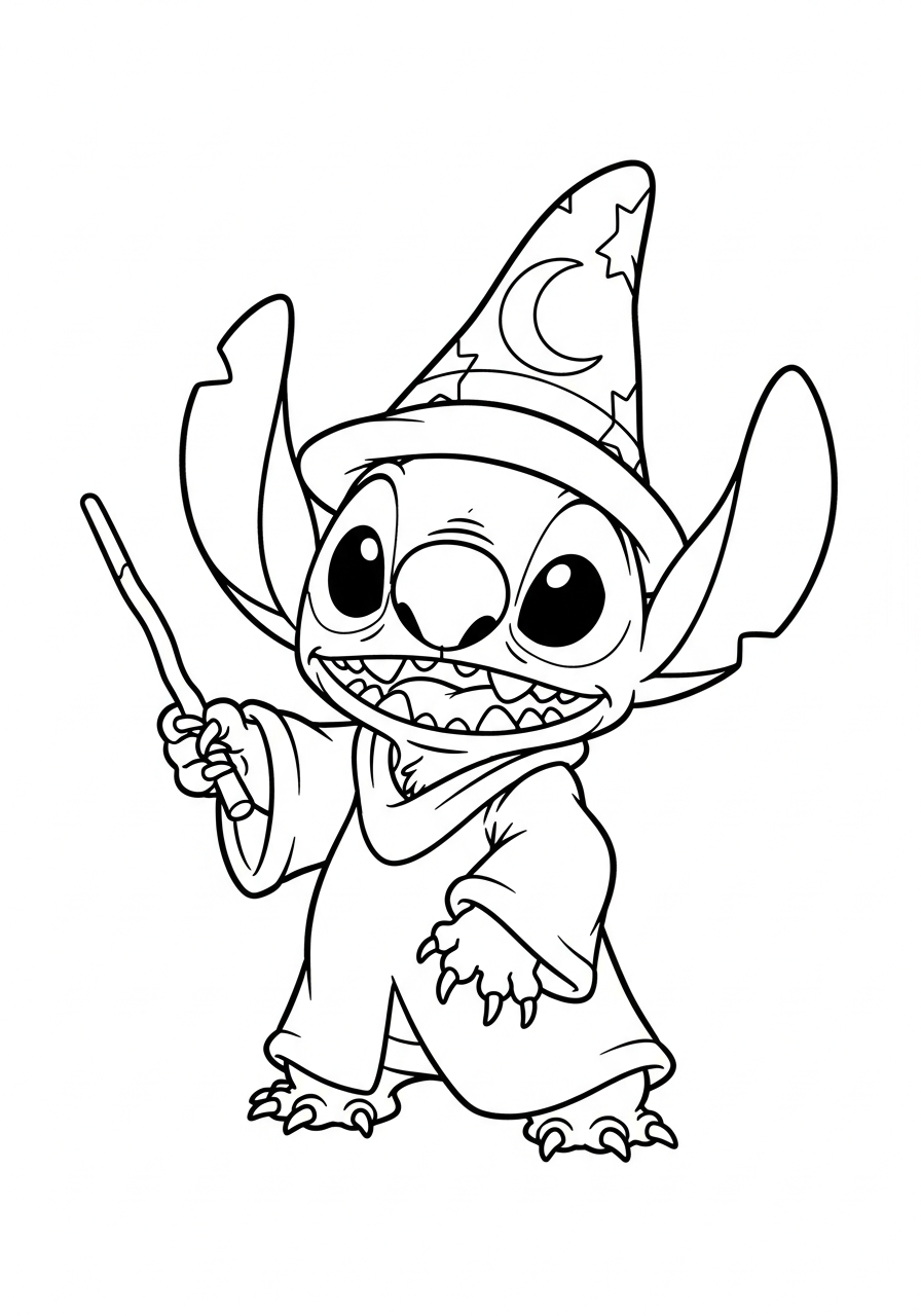 Wizard Stitch magic wand coloring page