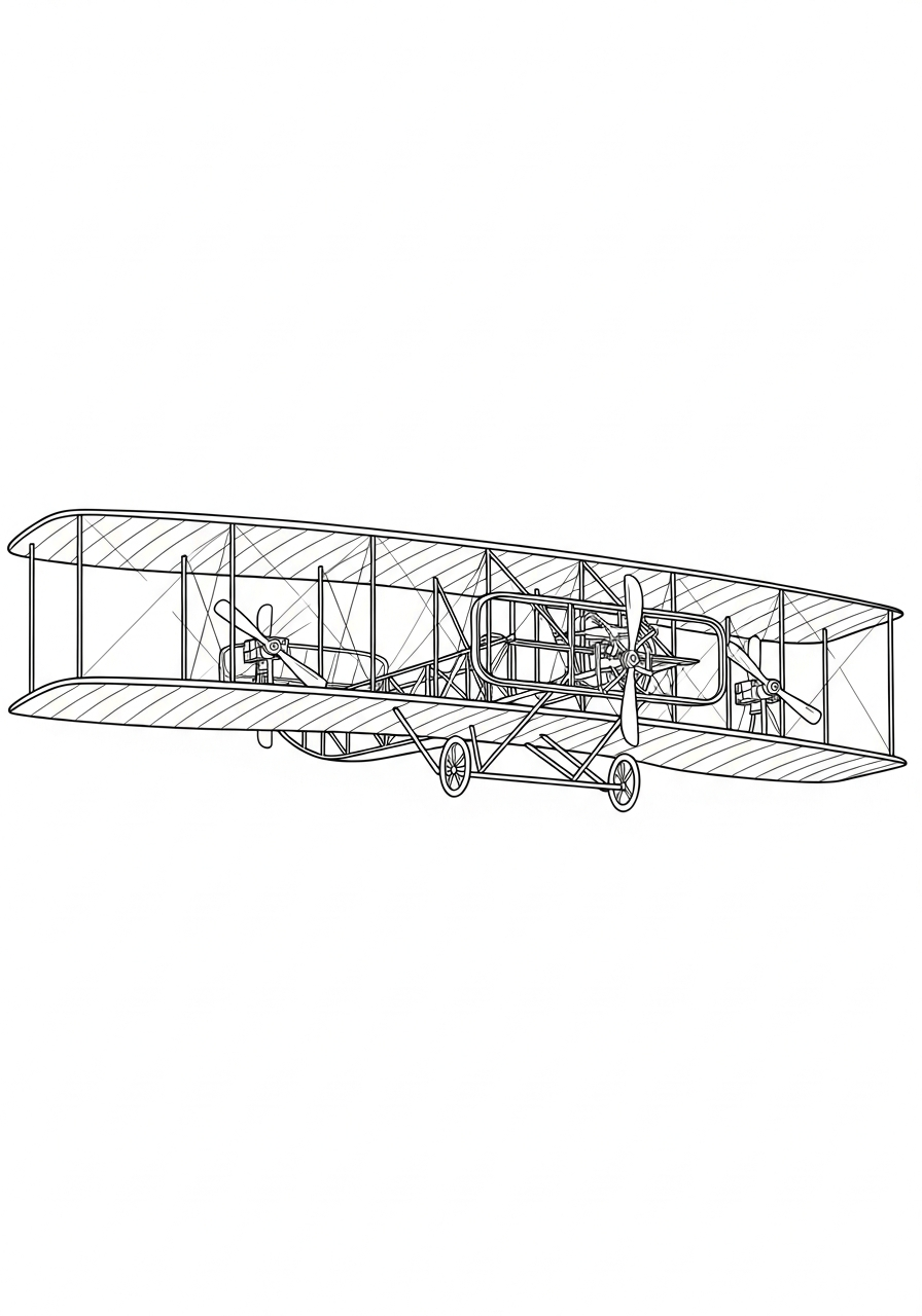 Airplane Coloring Pages 35 Wright Brothers historic first flight coloring page