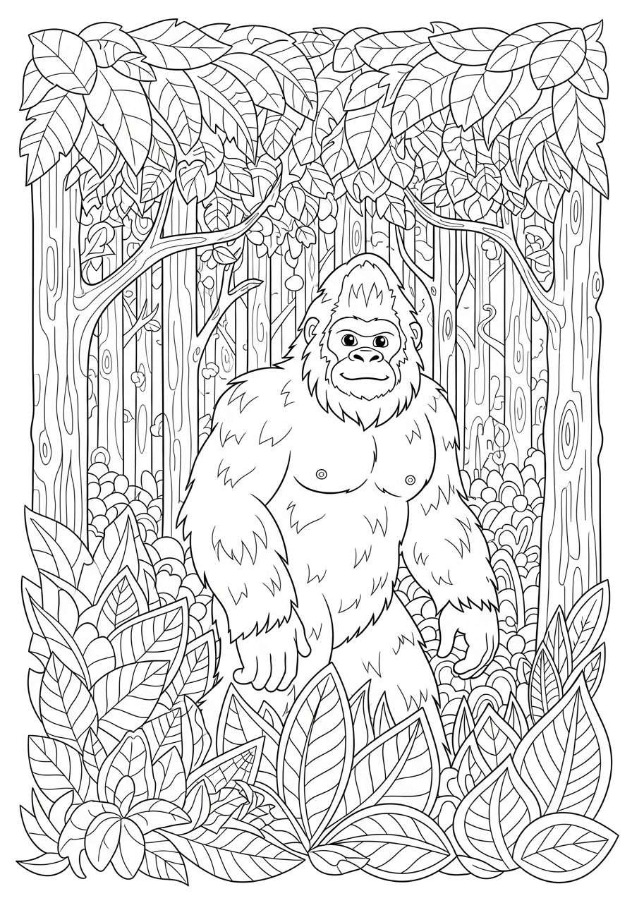 Bigfoot Coloring Pages 33 Zentangle forest pattern bigfoot coloring page