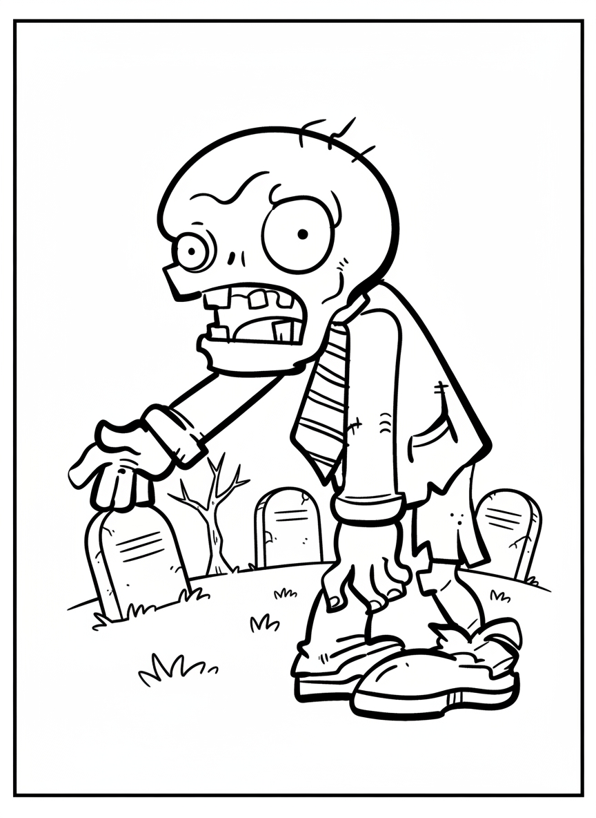 Zombie rising from grave coloring page