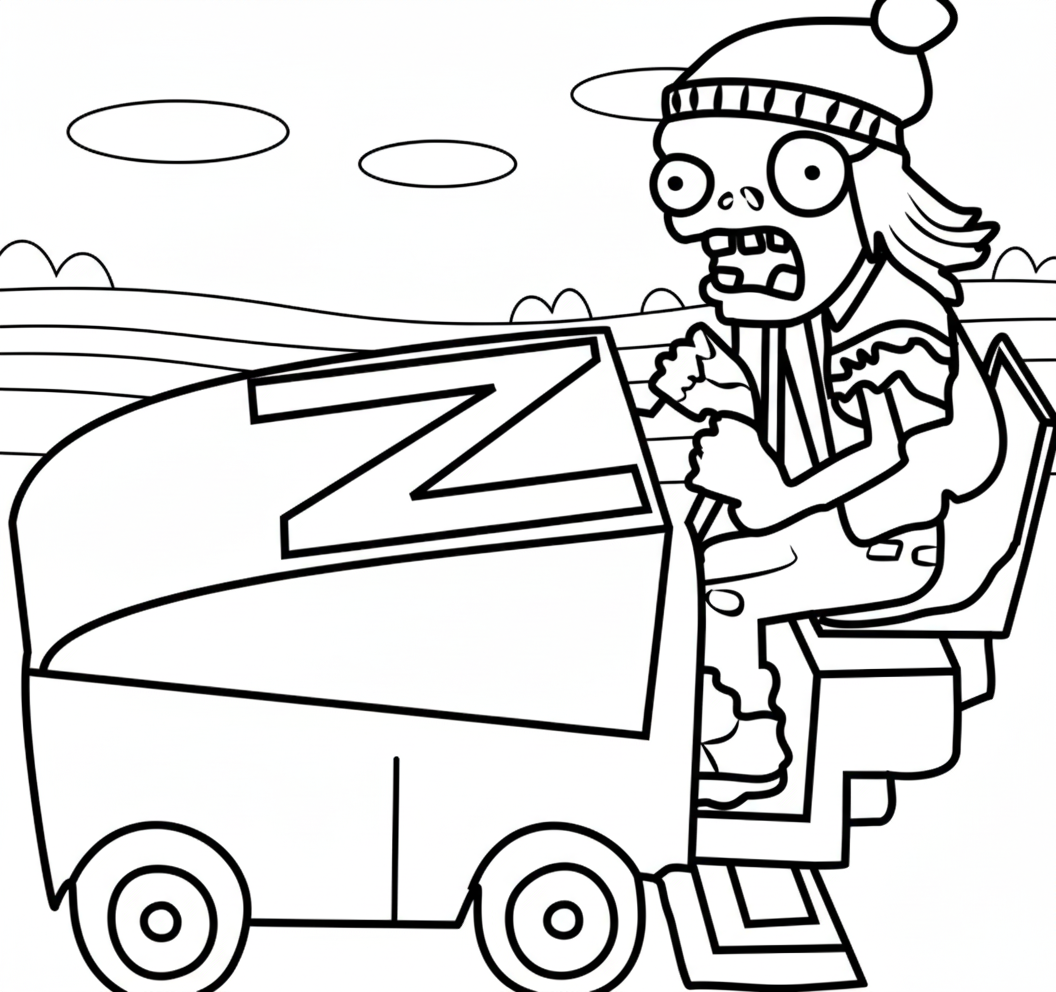 Zomboni Zombie Plants vs Zombies coloring page