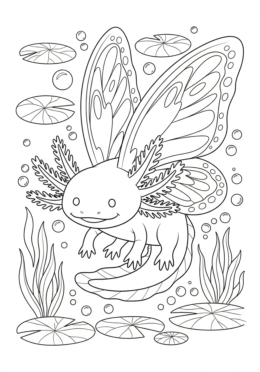 easy axolotl coloring page