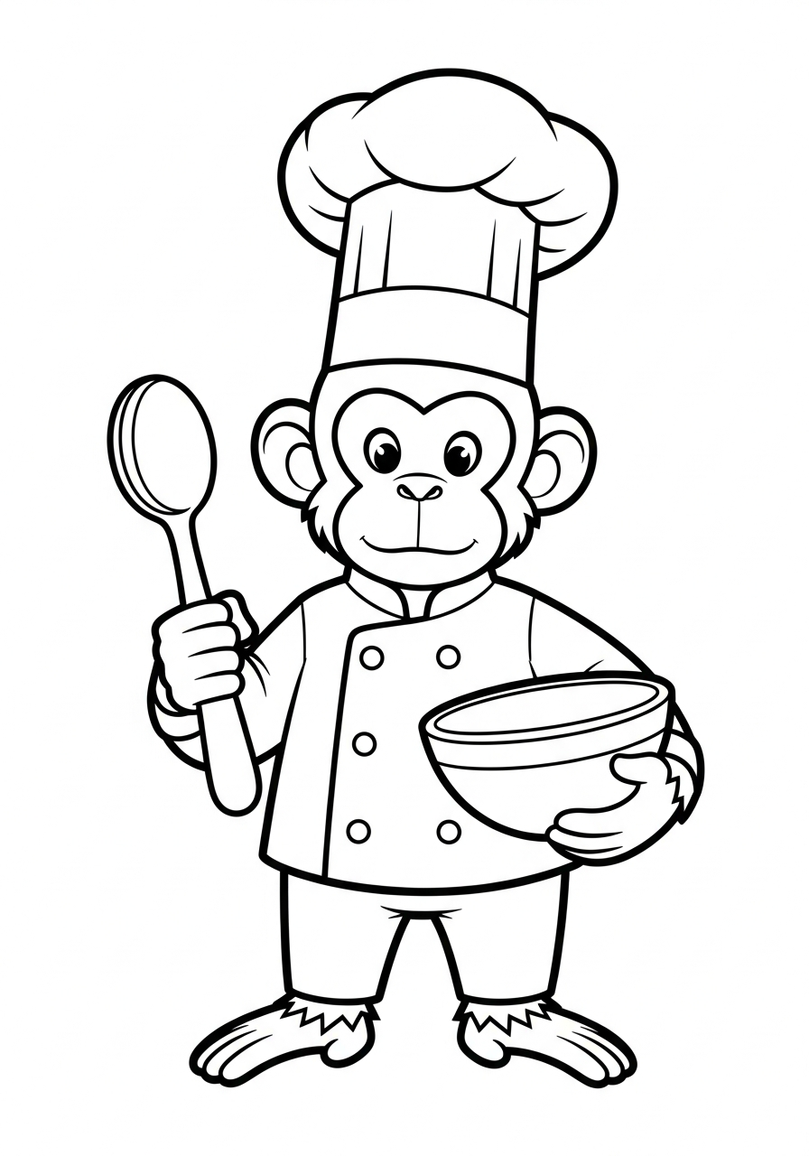 Monkey coloring page for kids