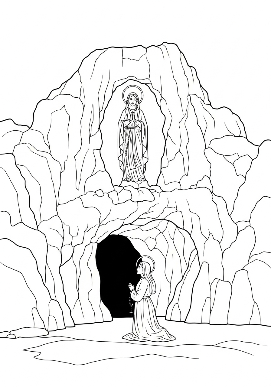 Our Lady of Lourdes outline for coloring