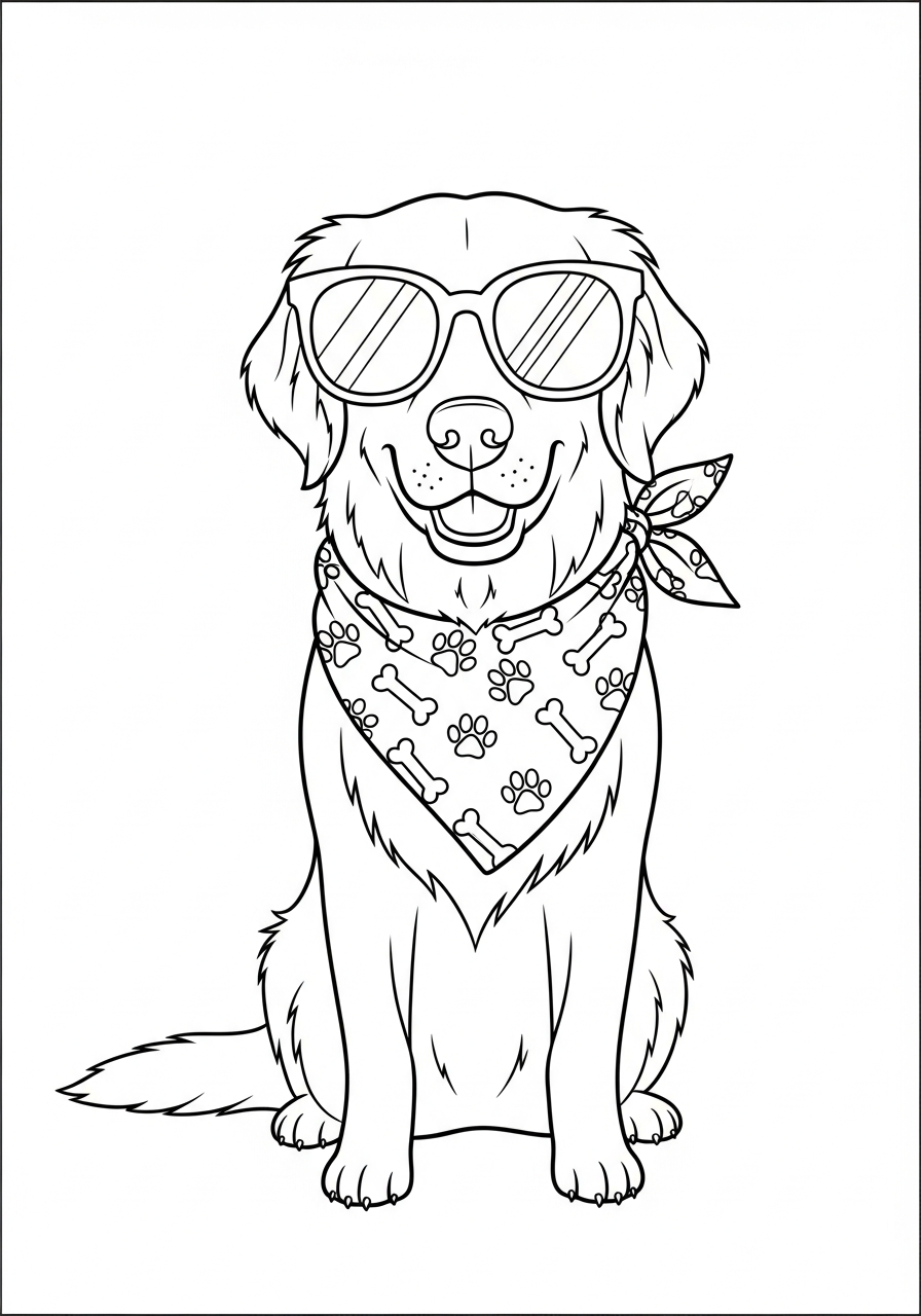 Golden retriever drawing for coloring
