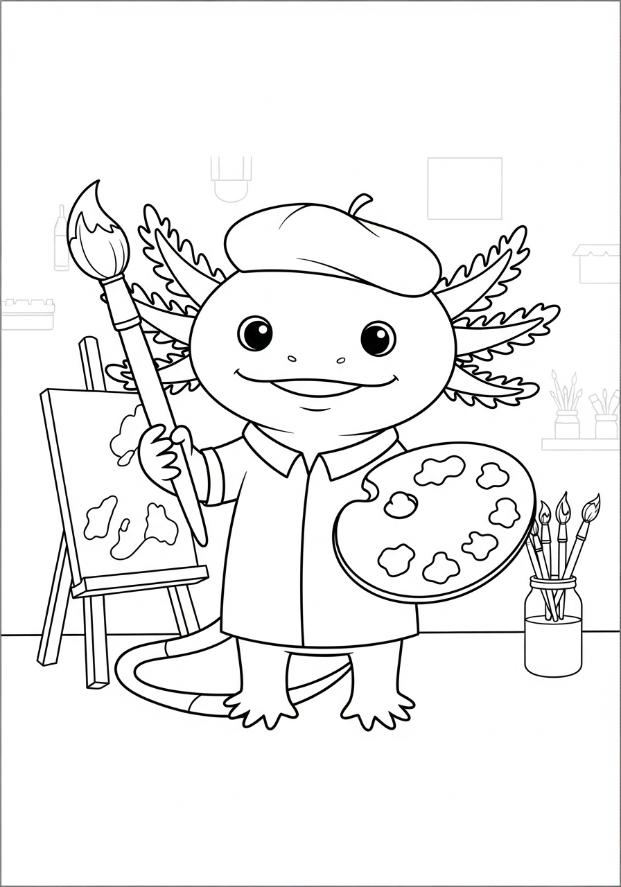 detailed axolotl coloring pages