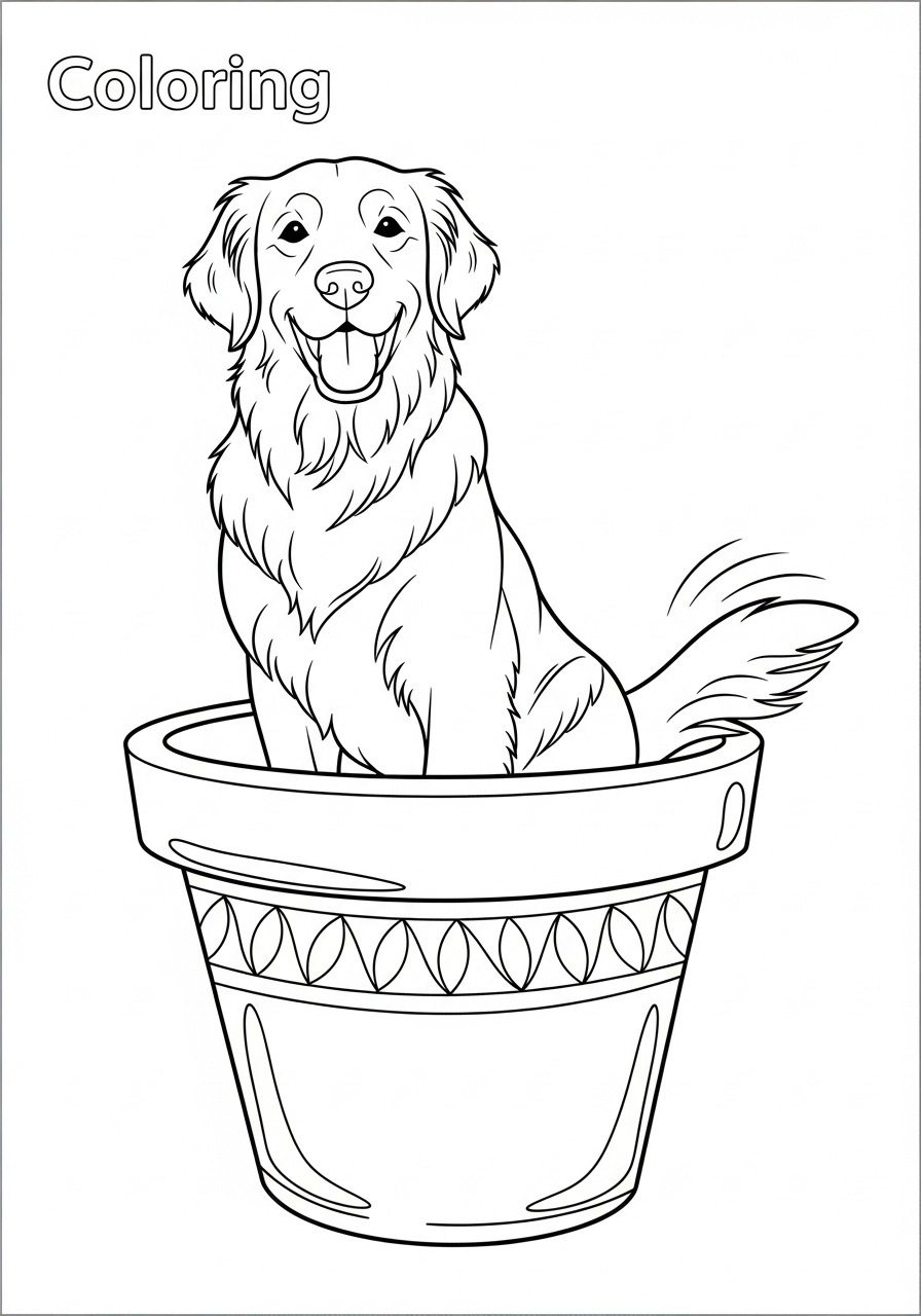 Golden retriever coloring pages for preschoolers