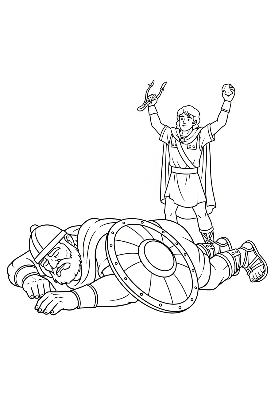 David and Goliath drawing for coloring