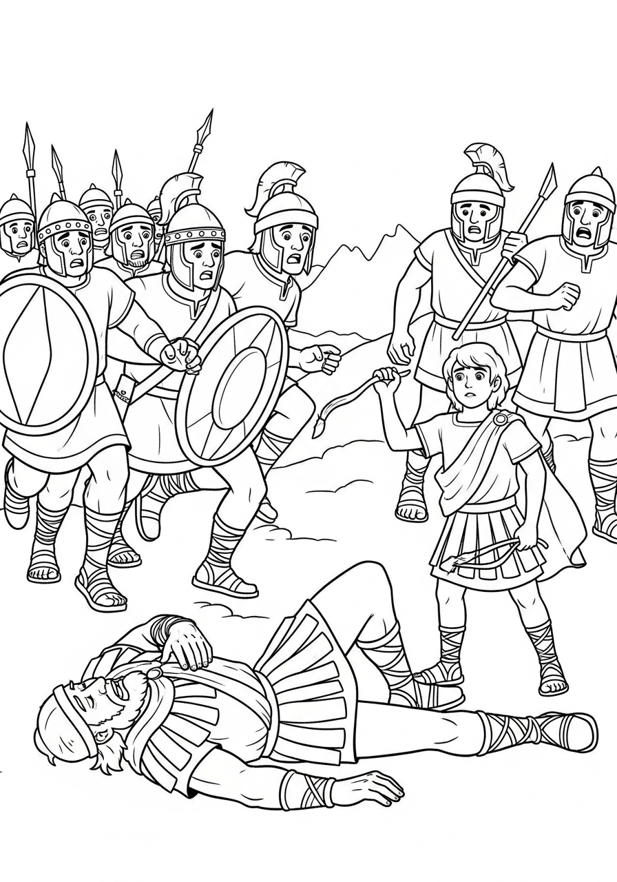 David and Goliath coloring pages no background