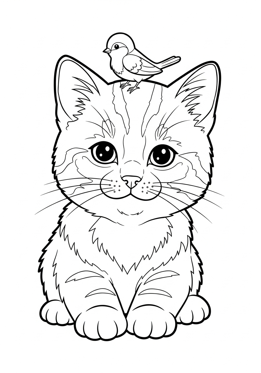 simple kitten coloring pages