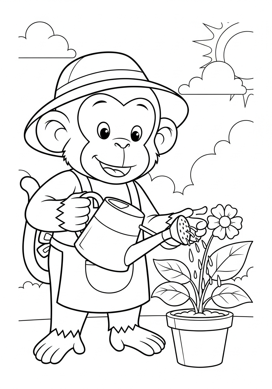 Monkey coloring pictures