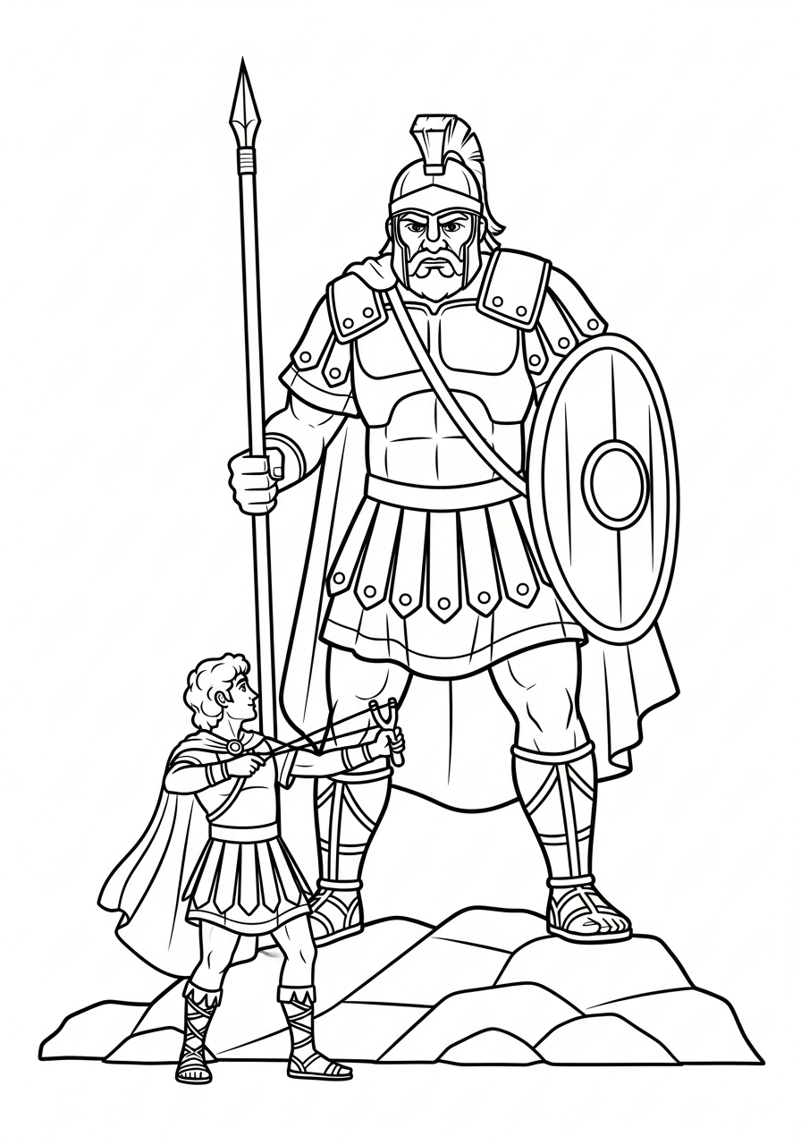 download David and Goliath coloring pages