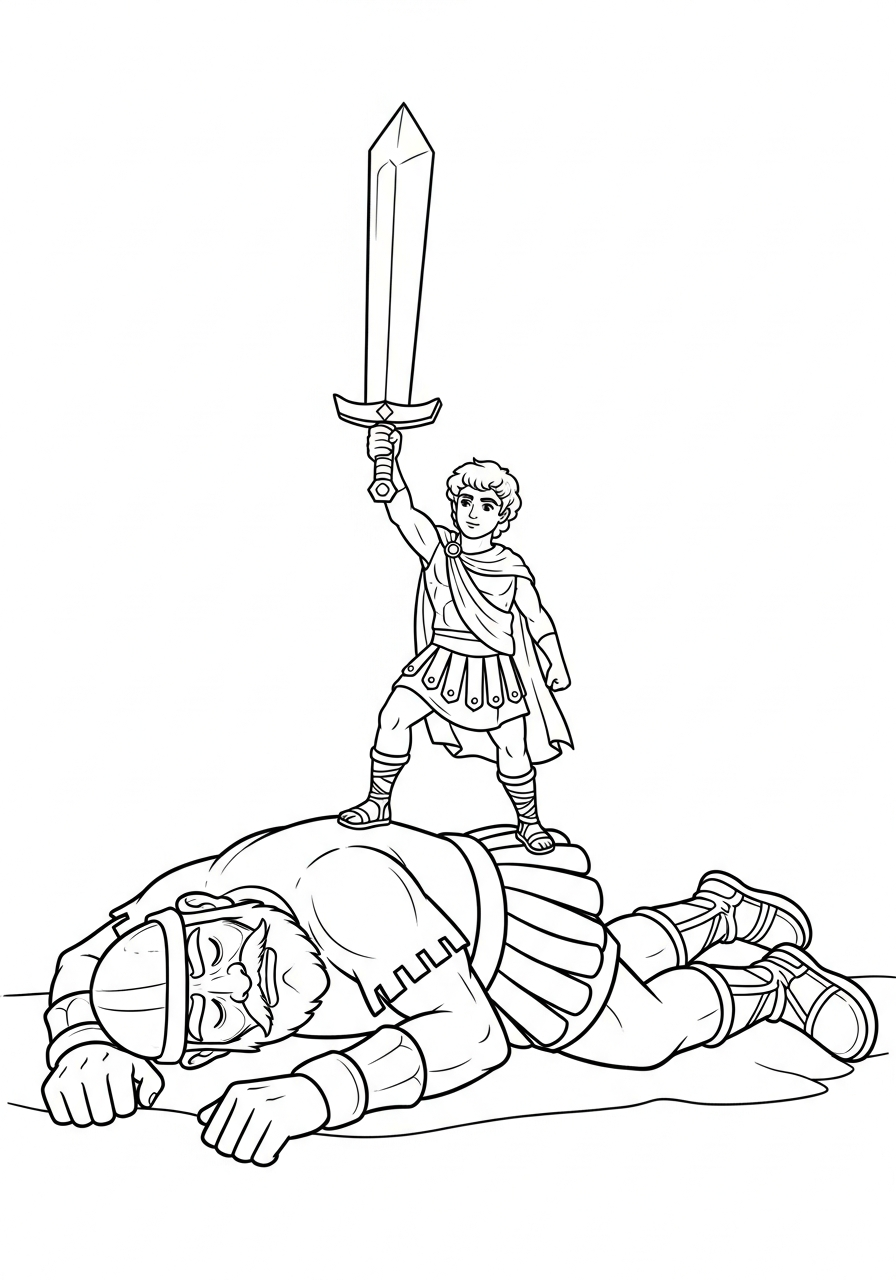 David and Goliath coloring pages printable pdf