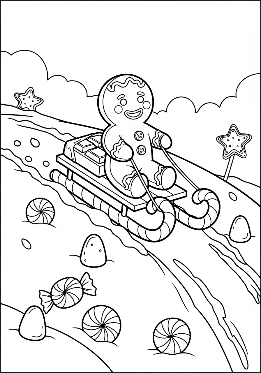 Gingerbread coloring pages for kids to print