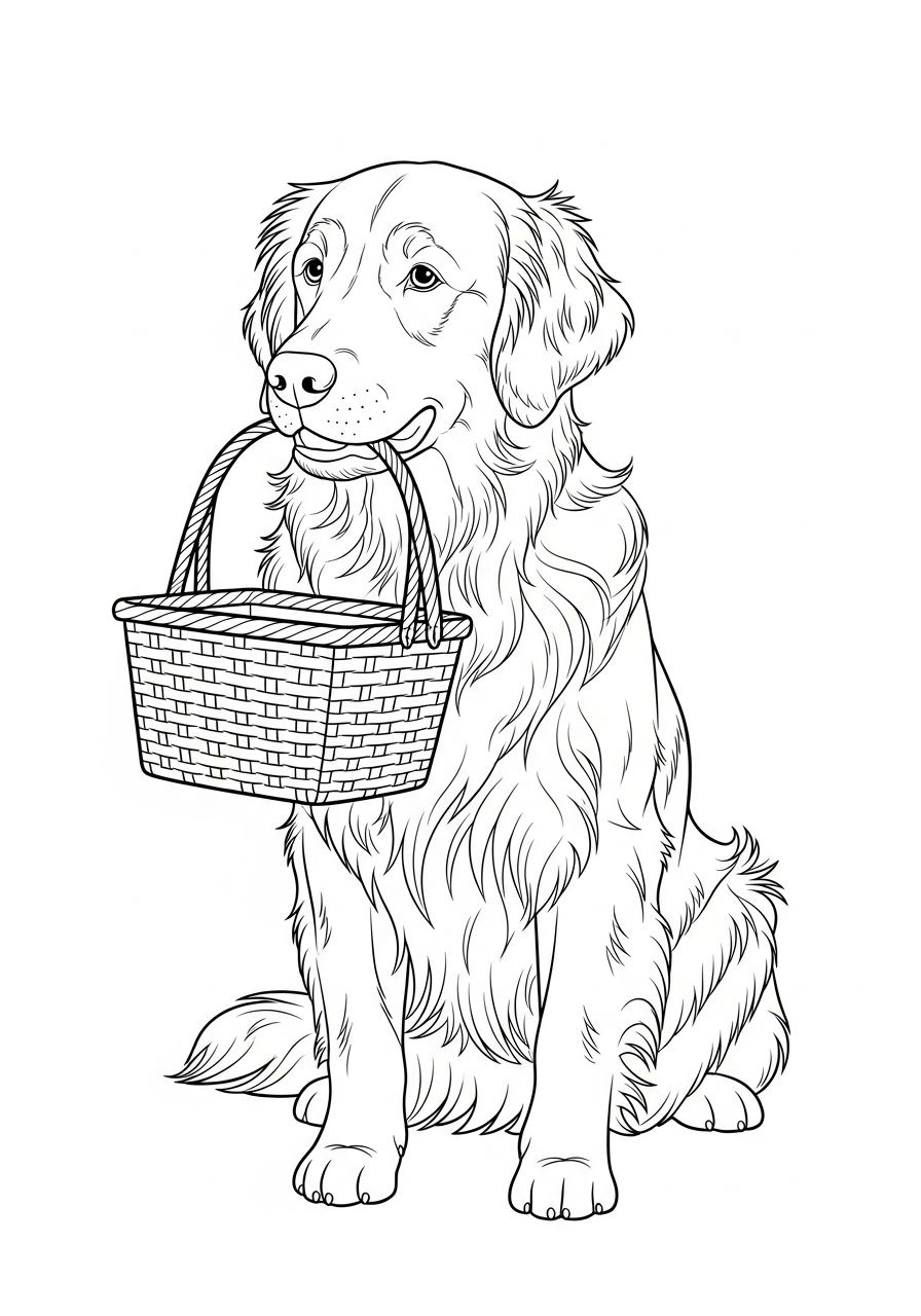 printable full page Golden retriever coloring pages