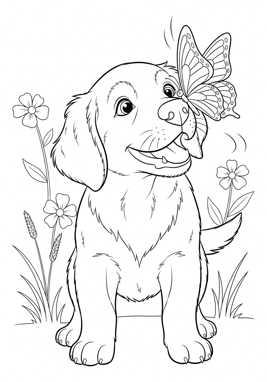 Golden retriever coloring page free printable