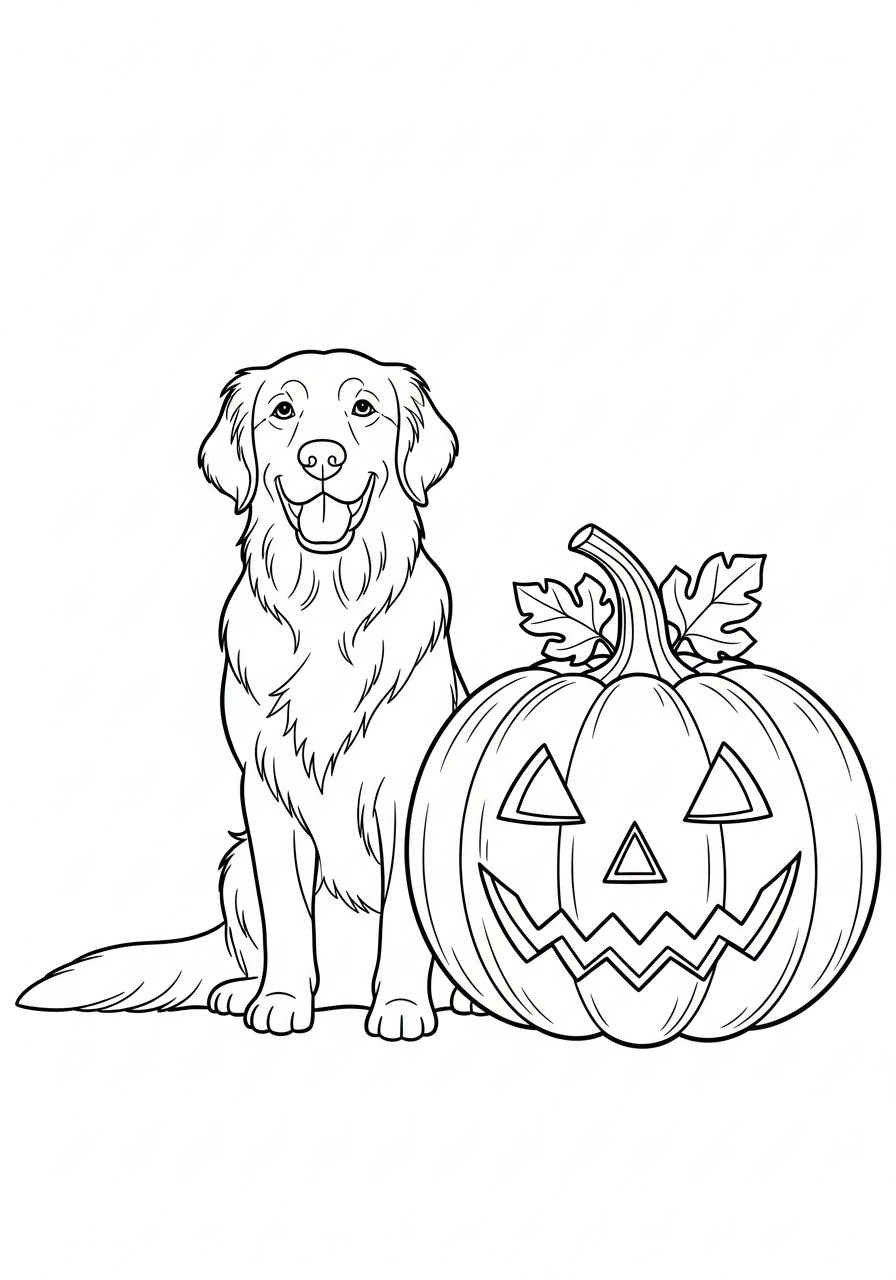 Golden retriever line art coloring page