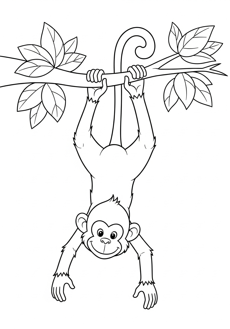 free Monkey coloring pages pdf printable