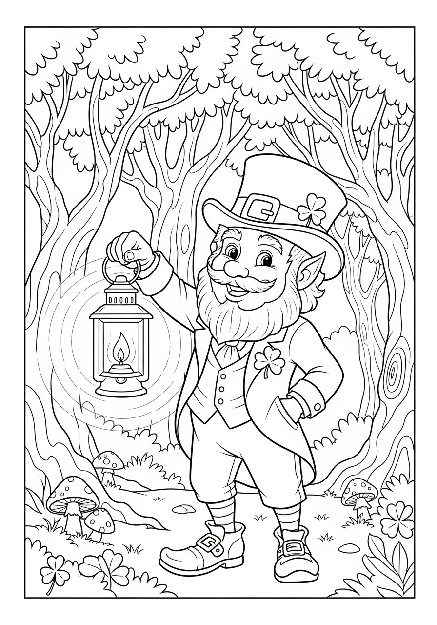 Leprechaun line art coloring page