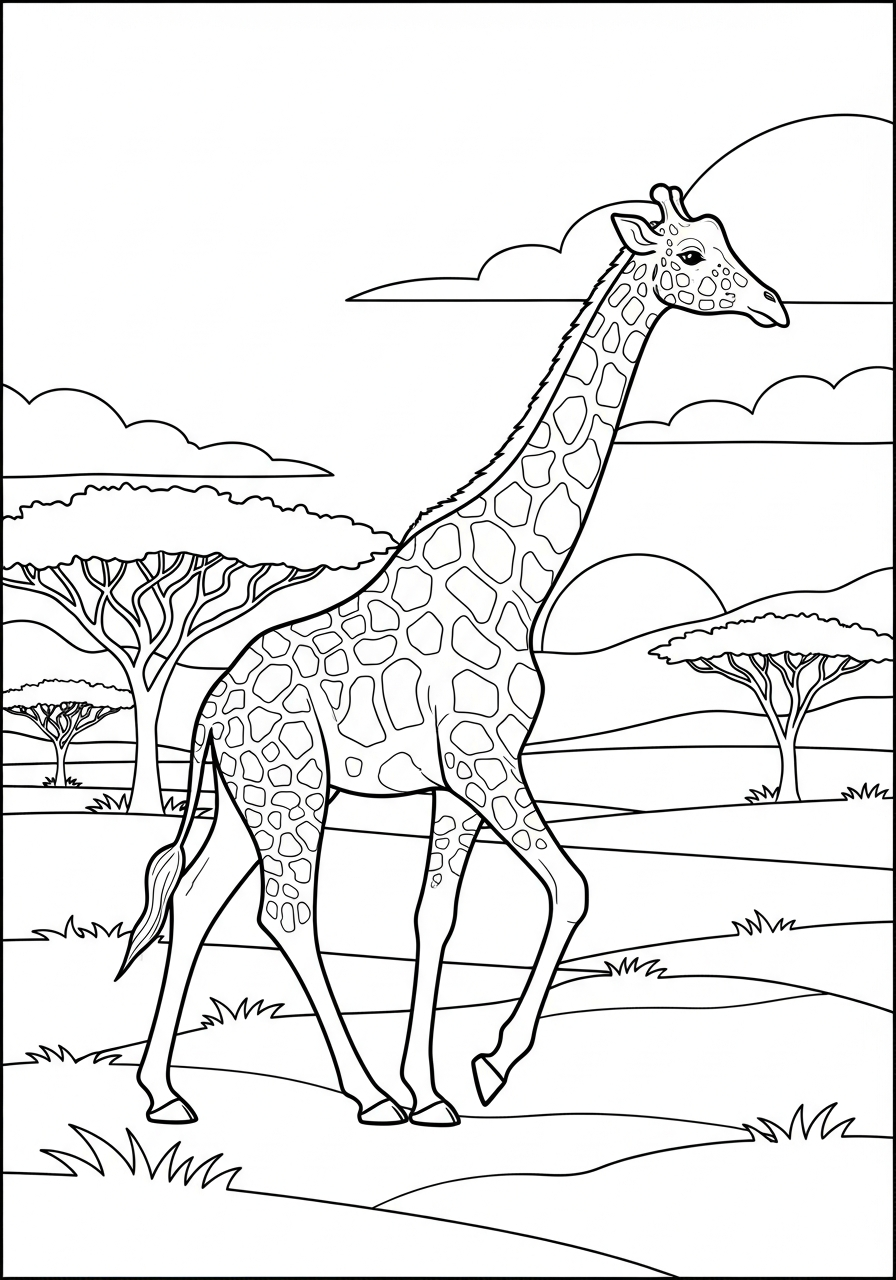 giraffe coloring pages free print 1